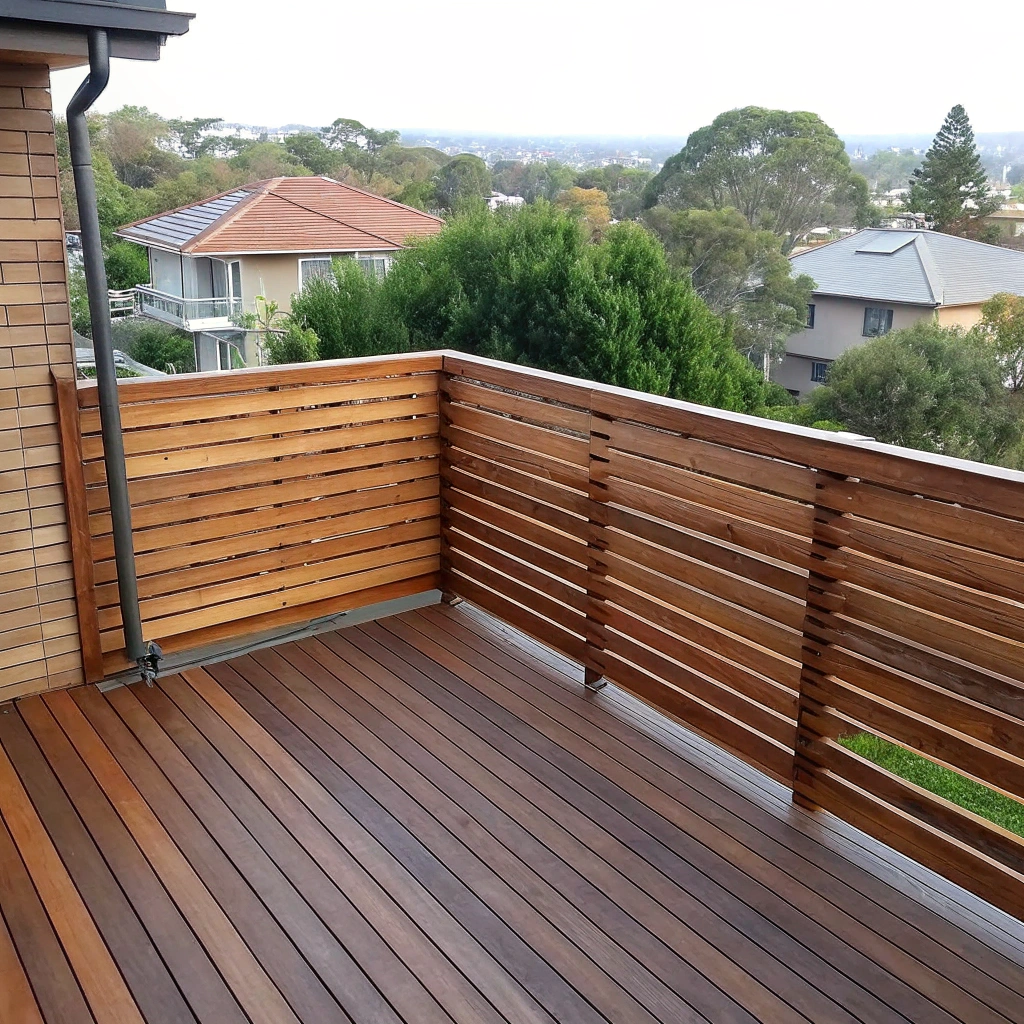 corner configuration deck privacy wall on elevated suburban deck