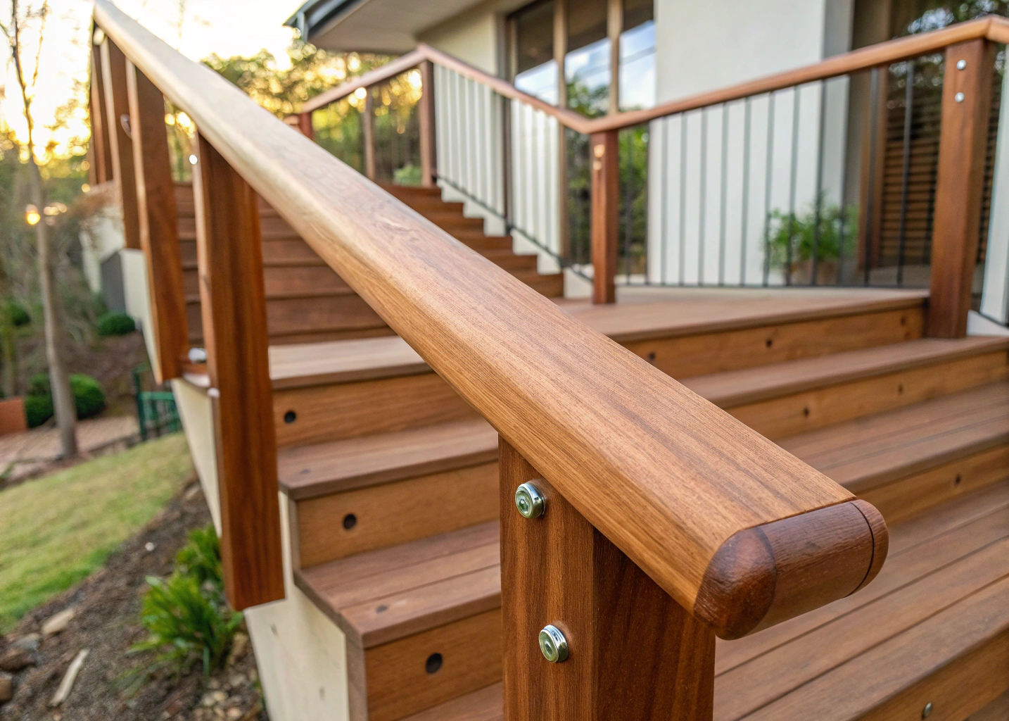 timber handrail installation on deck stairs Newcastle