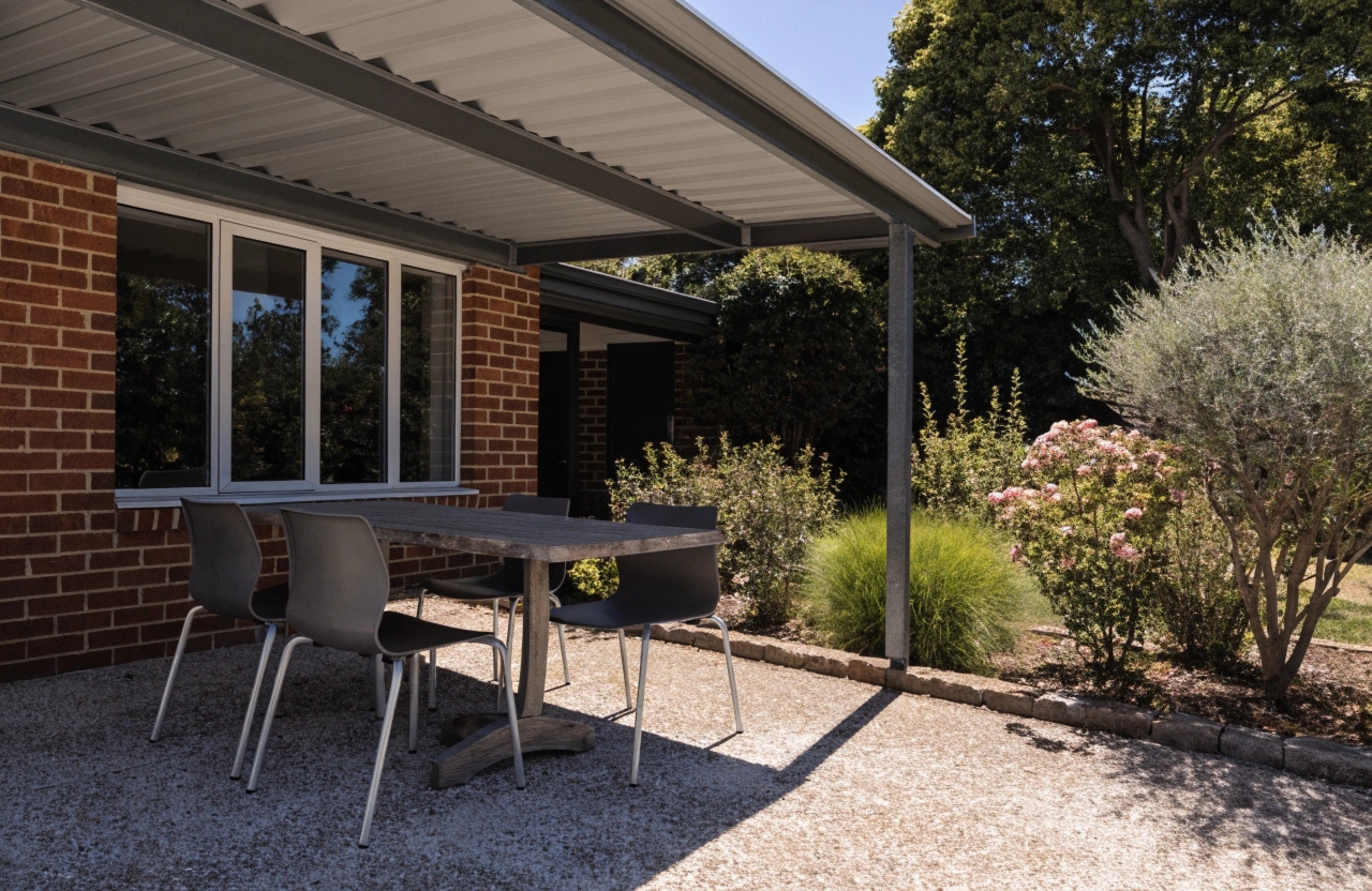 Roofed patio with Colorbond sheeting attached to a Newcastle home